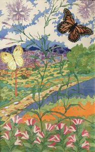 Николай Райнов - Пейзаж с пеперуди - гваш, хартия, 44х29 см, частна колекция